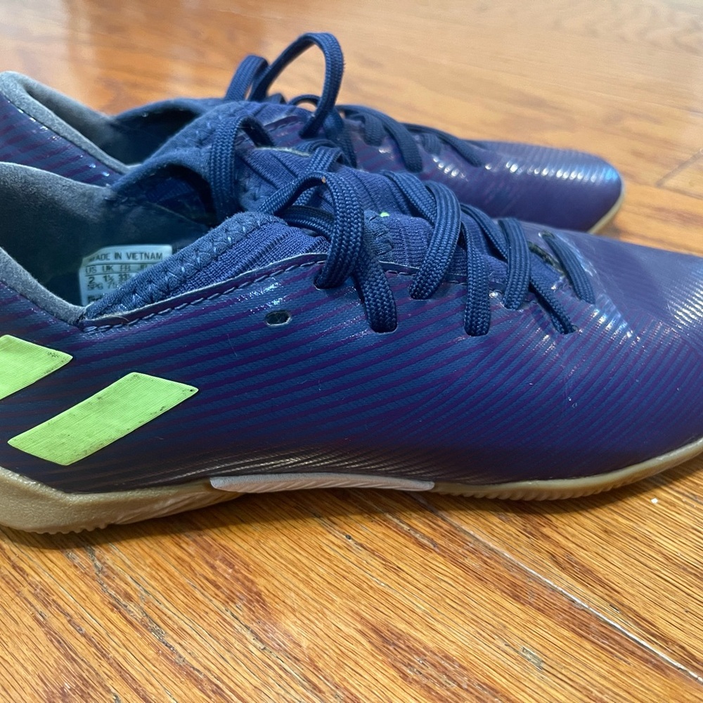 Adidas Kids' Blue and Neon Yellow Sneakers